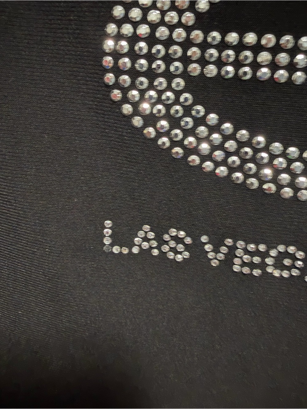 Vintage Bebe Y2K black T-shirt Large Rhinestone Logo Las Vegas Size Small - Picture 2 of 4